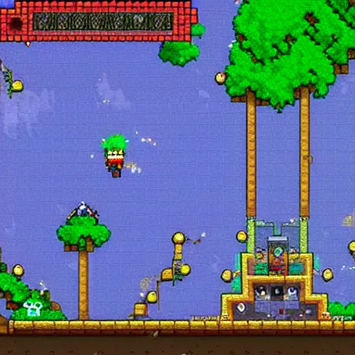 Image similar to Terraria video game, boss fight