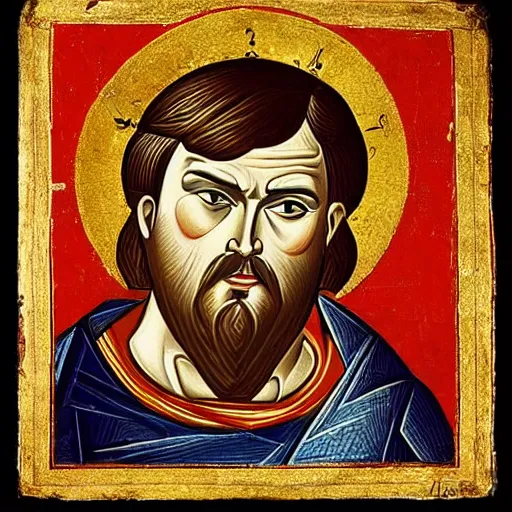 Image similar to A detailed portrait of Jack Black, 7th century byzantine iconography, historical