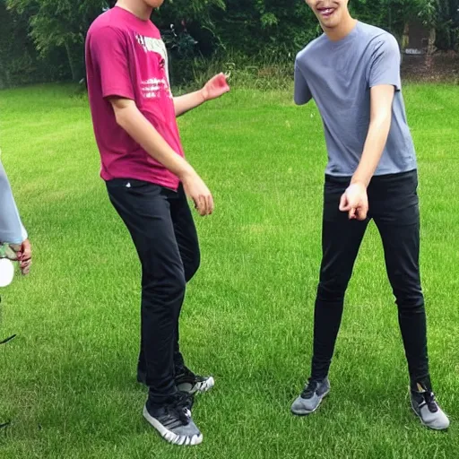 Prompt: xqc, felix lengyel touching grass for the first time smiling, realistic