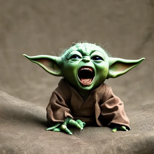 Image similar to baby yoda screaming