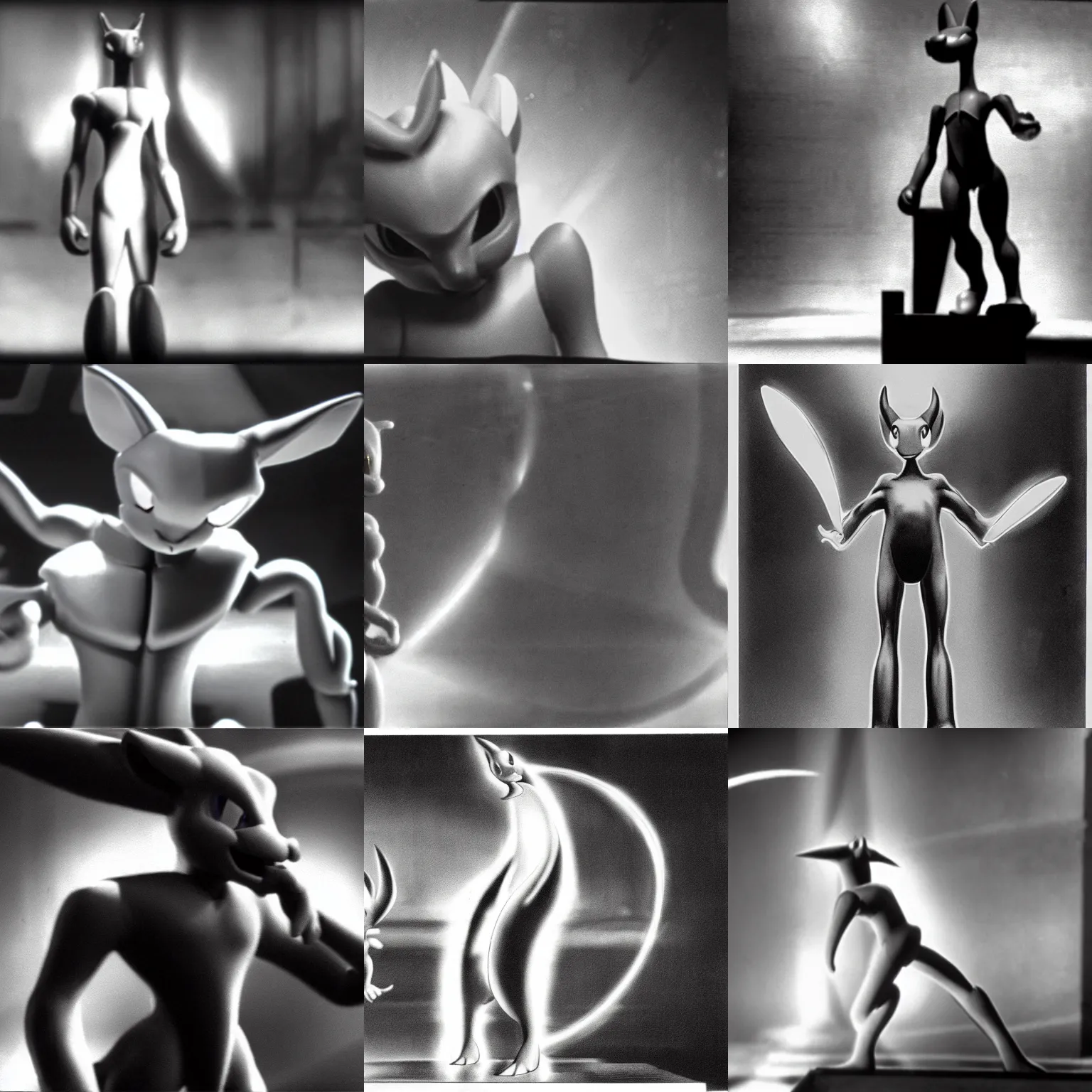 Prompt: a still of Mewtwo in Metropolis by Fritz Lang