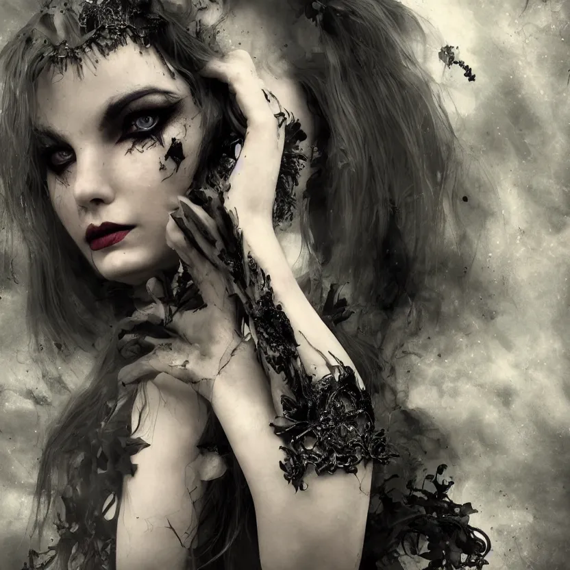 Image similar to stunning otherworldly Gothic goddess of beauty Lolabye, dark and mysterious, atmospheric, ominous, eerie, cinematic, Epic, 8k, 4k, ultra detail, ultra realistic, rendered by awesomeness