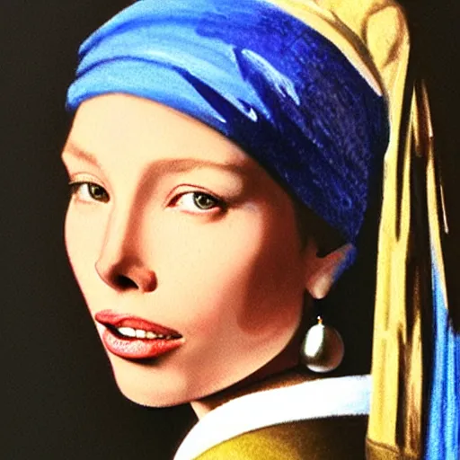 Image similar to jessica biel, girl with pearl earring