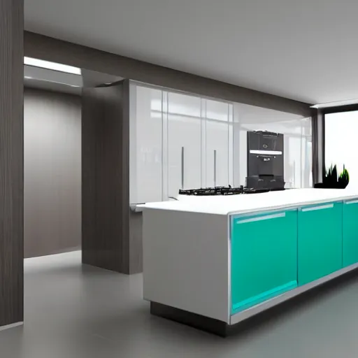 Image similar to Futuristic Kitchen mockup, interior design, photorealistic