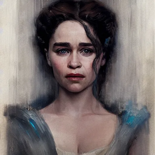 Prompt: Emilia Clarke as a Queen portrait by Pablo Picasso and Greg Rutkowski, oil on canvas, high detail, matte finish, high contrast, 3d depth, masterpiece, vivid colors, artstationhd