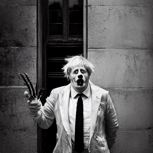 Image similar to Boris Johnson as Hannibal Lecter, morbid, evil, dark photography, realistic, candid street portrait in the style of Rehahn award winning, Sony a7R,