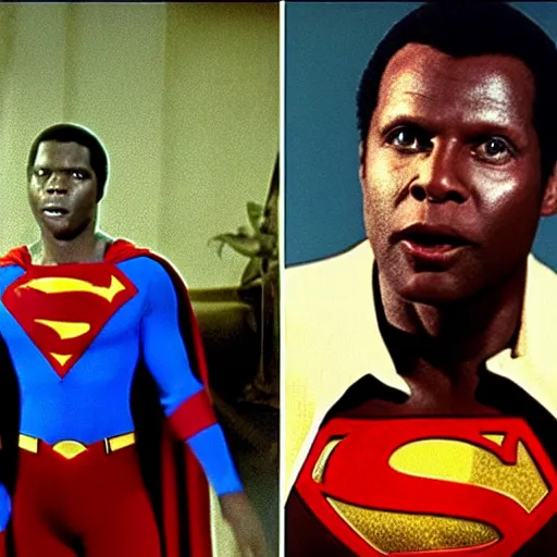 Image similar to Sidney Poitier as superman