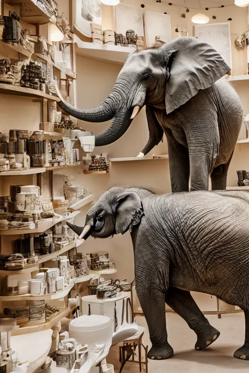 Image similar to photography of an elephant in a porcelain shop, cgsociety,