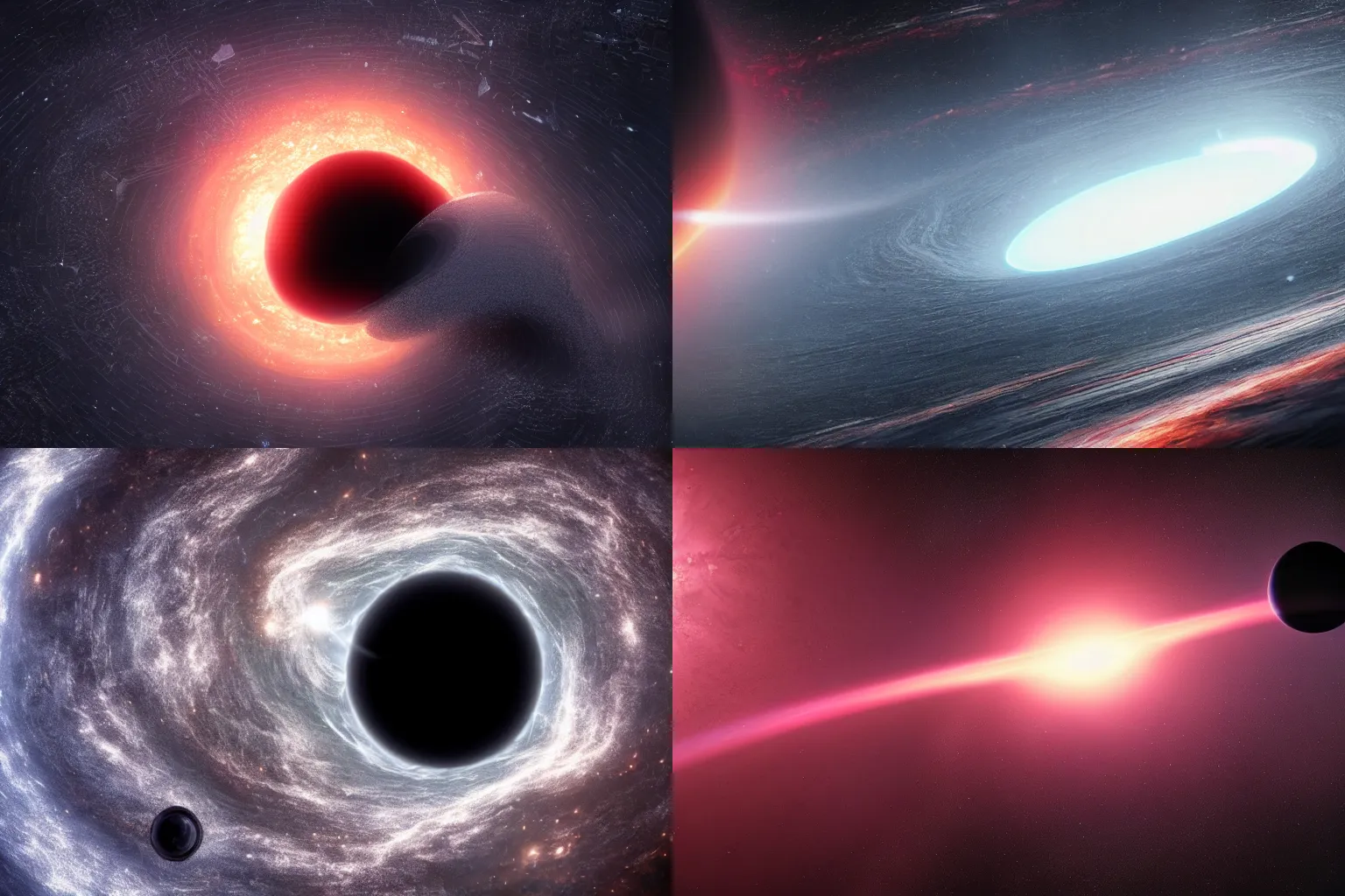Prompt: A black hole disintegrating and absorbing a planet that orbits it on the space, cinematic composition, hyper realistic, 8k resolution, Octane