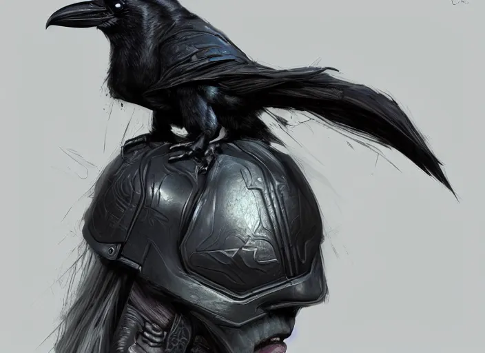 Prompt: portrait of raven themed helmet. concept art contest winner by christoph ferreira ( 2 0 0 7 ).