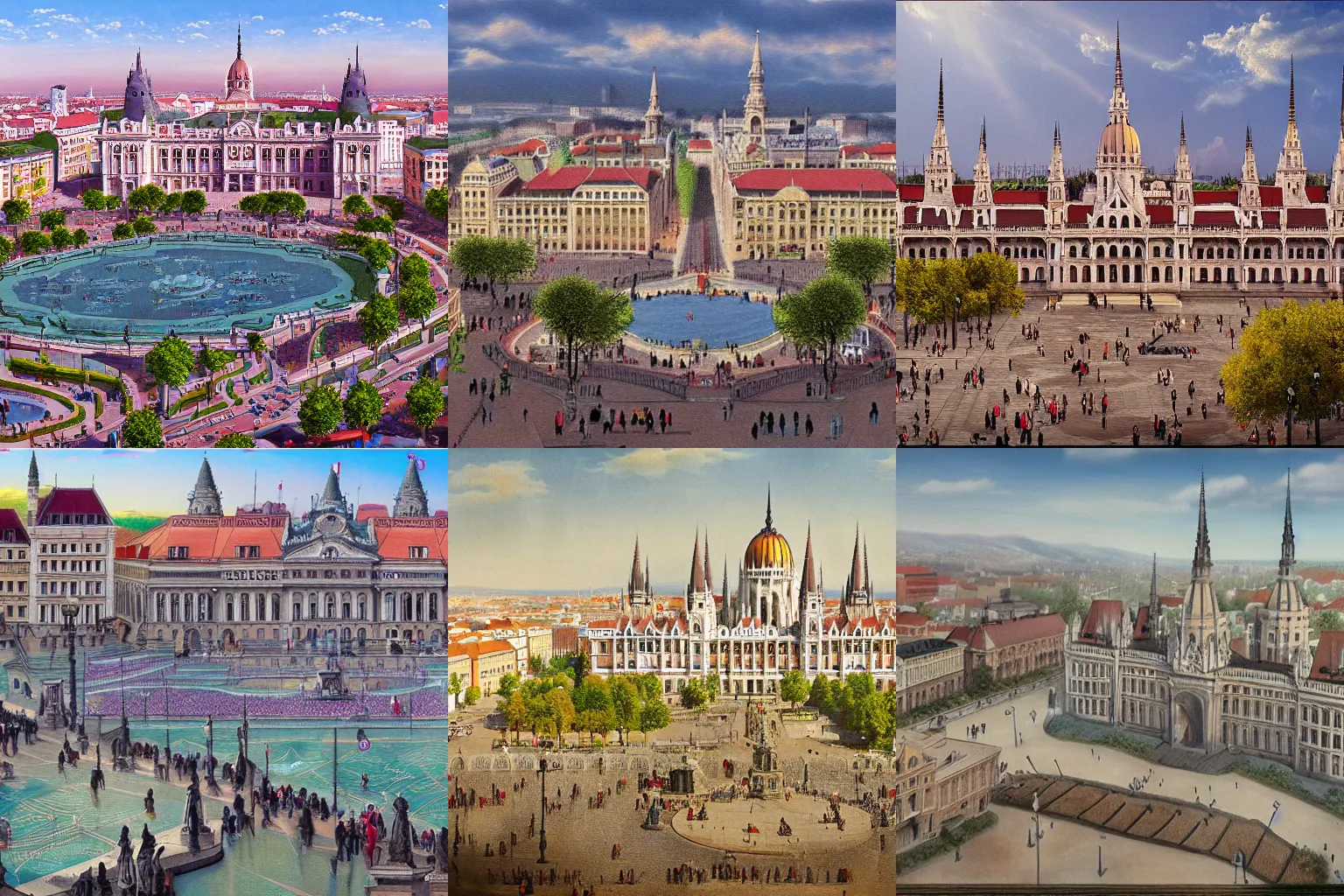 Prompt: a beautiful highly detailed matte painting of Szent Gellért Square, Budapest, Hungary