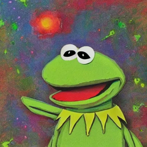 Image similar to kermit the frog, artwork by kitano tsunetomi