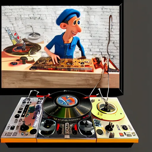 Image similar to ratatouille as a dj in bushwick, digital art