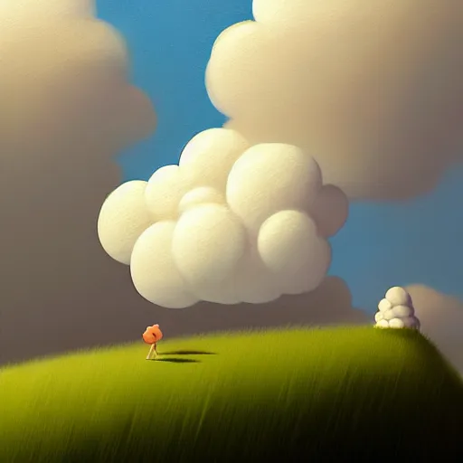 Image similar to goro fujita ilustration a graceful fluffy cloud raining on a flat background, painting by goro fujita, sharp focus, highly detailed, artstation