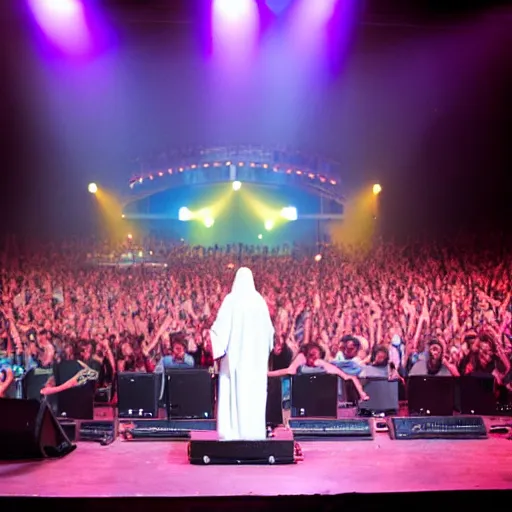 Image similar to Jesus on stage with all stars, band, concert photography