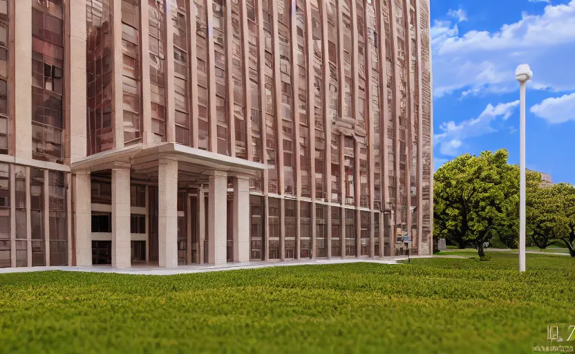 Image similar to photograph of the AEP building, one point perspective, 1-point perspective, tilt shift, sigma 85mm f/1.4, 4k, depth of field, high resolution, 4k, 8k, hd, full color