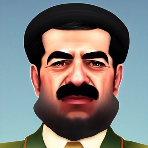 Prompt: saddam hussein as a sims character