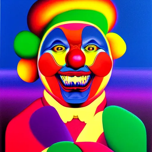 Prompt: evilclown by shusei nagaoka, kaws, david rudnick, airbrush on canvas, pastell colours, cell shaded, 8 k