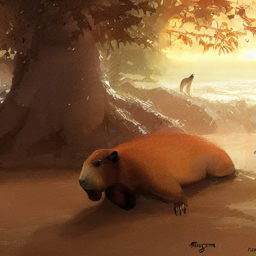 Prompt: capybara greg rutkowski