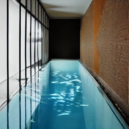 Image similar to infinite pools with tiles over all the walls, the backrooms, liminal space, dreamlike