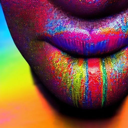 Prompt: photo of 8k ultra realistic deity mouth filled with multi color crayons, clear sky, full of colour, cinematic lighting, battered, trending on artstation, 4k, hyperrealistic, focused, extreme details,unreal engine 5, cinematic, masterpiece, art by Rafał Olbiński