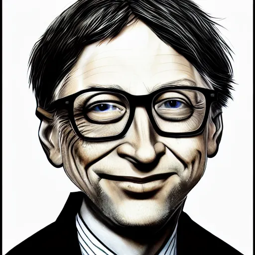 Image similar to grunge drawing of bill gates in the style of jack skellington and Jacob Shaw,creepy, surreal, trending on artstation