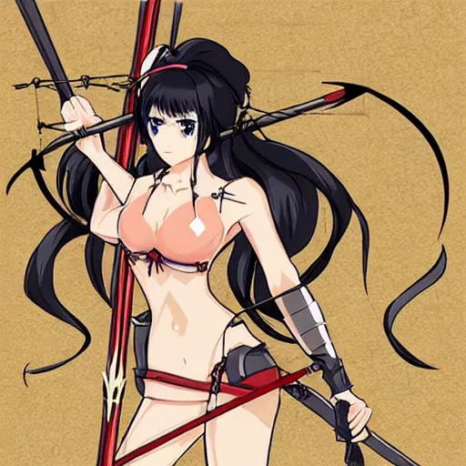 Prompt: woman with a bow and arrow anime