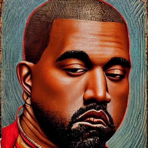 Image similar to A Renaissance portrait painting of Kanye West