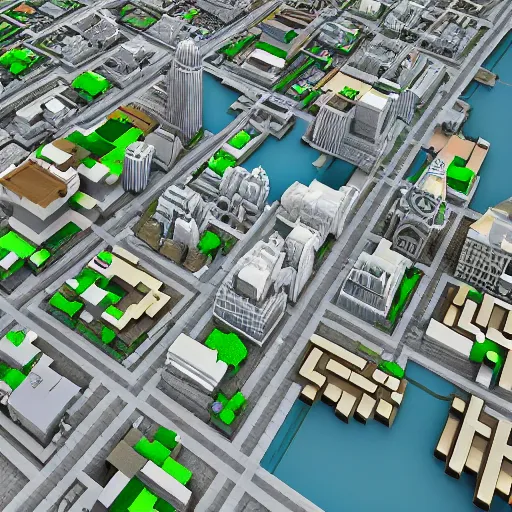 Prompt: Toronto in the style of minecraft. 3d render. isometric