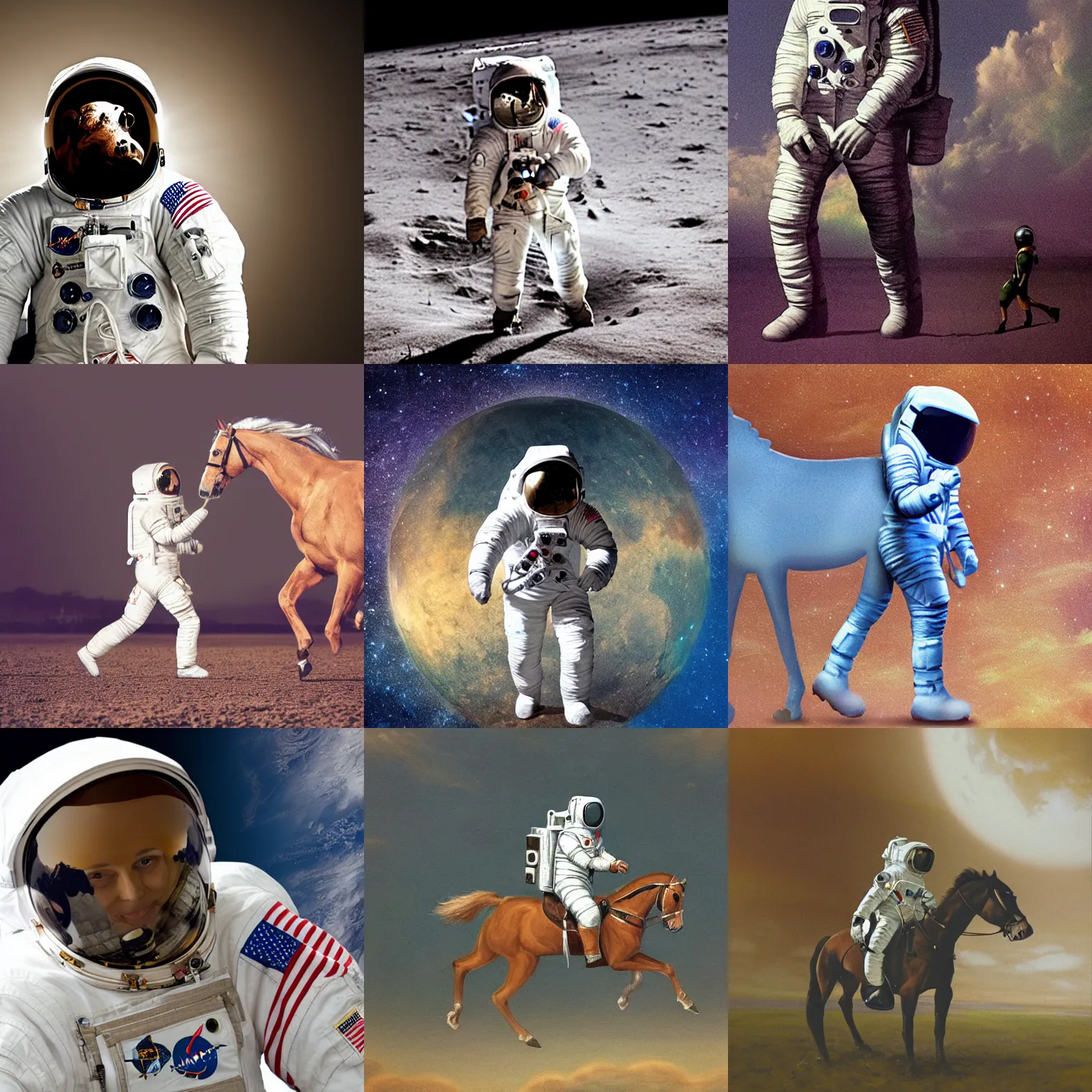 Prompt: a astronaut under horse