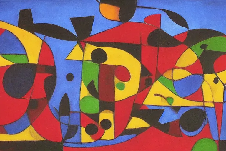 Image similar to a 3 d render of the painting'the tilled field by joan miro'