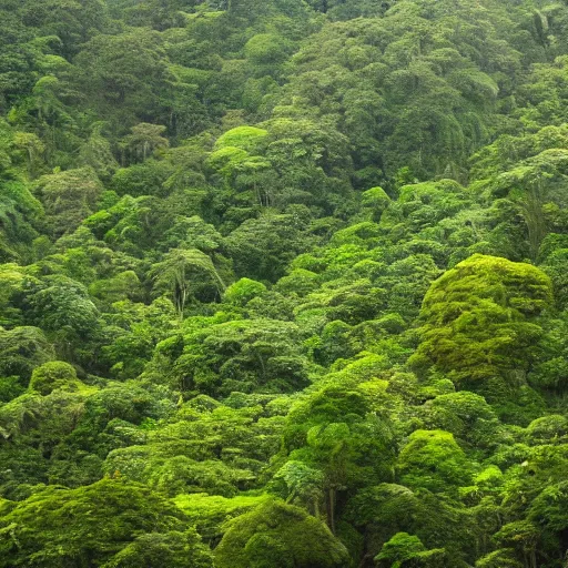 Image similar to landscape of a rainforest with popcorn as boulders