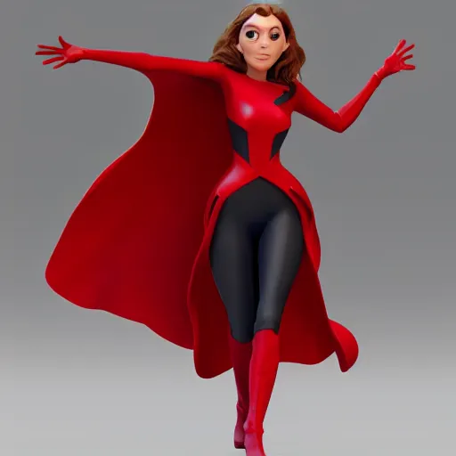 Image similar to [ pixar illustration ]!!!!! of elizabeth olsen [ cast as the scarlet witch ], in the style of the incredibles, trending on zbrush, award winning, unreal engine 5, sharp, intricate, detailed, artstation 3 d, zbrush 3 d render, unreal engine 3 d render, portrait!!, 4 k quality