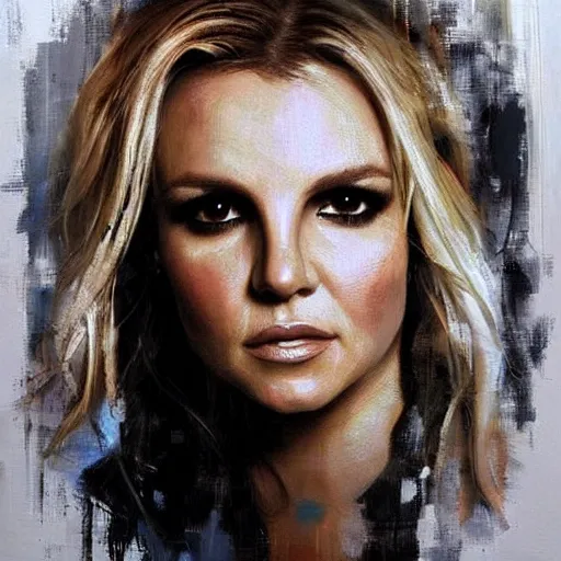 Image similar to britney spears and jennifer morrison morphed together, hybrid, jeremy mann painting