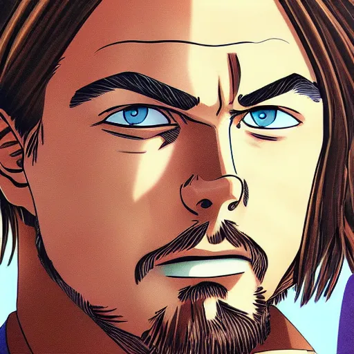 Prompt: a portrait of leonardo dicaprio, one piece art style, cartoon, cartoon, manga