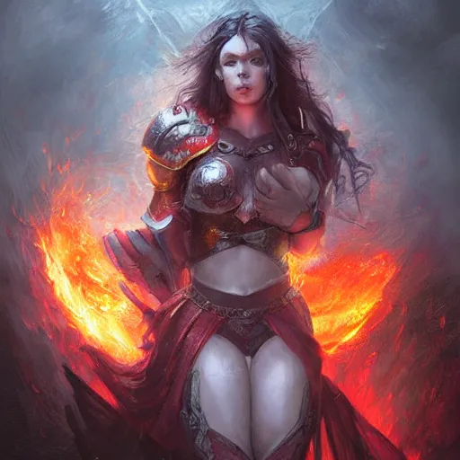 Image similar to Diaper Imbued with the Power of Fire, armored goddess, fantasy, magic, digital art, professional art by Seb McKinnon and WLOP and artgerm, illustration