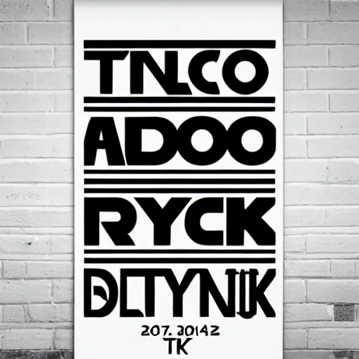 Image similar to black on white graphic poster for a techno party in style of david rudnick, acid, y 2 k