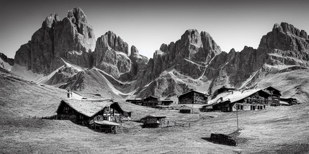 Prompt: photography of a wall with alpine farmer tools in shape of witch signs hanging down, hexagram, häxen, old hut, alp, dolomites, alpine, detailed intricate insanely detailed octane render, 8k artistic 1920s photography, photorealistic, black and white, chiaroscuro, hd, by David Cronenberg, Raphael, Caravaggio