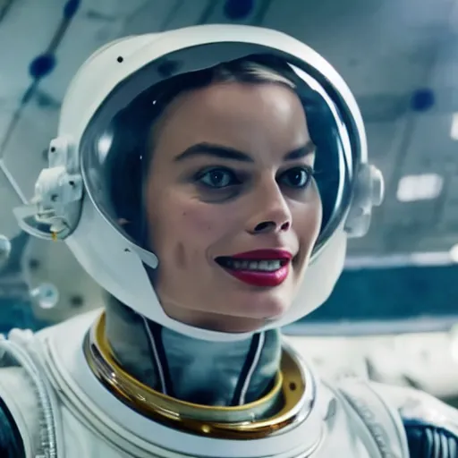 Image similar to margot robbie as an astronaut, sharp, 4k, hd