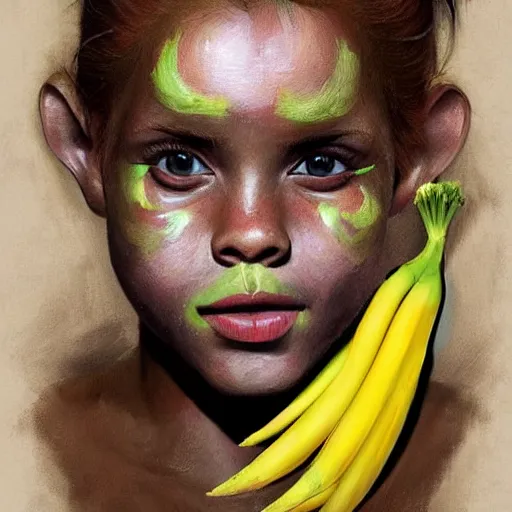 Image similar to Africa, beautiful portrait of many Emma Watsons jumping like a ginger big red monkey, face like monkey with banana on palms, many Emma Watson actress monkey face paint chimping , like , powerful , magic, thunders, dramatic lighting, intricate, wild, highly detailed, digital painting, artstation, concept art, smooth, sharp focus, illustration, art by artgerm and greg rutkowski and alphonse mucha, footage