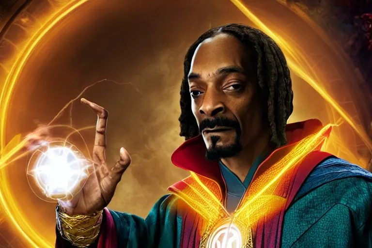 Prompt: film still of snoop dogg as doctor strange in doctor strange in the multiverse of madness, 4 k