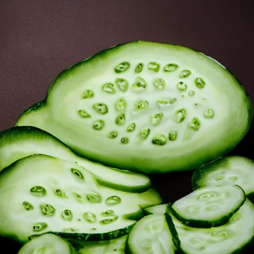 Prompt: closeup photo of a cucumber, graphic detail, award winning photo, dramatic