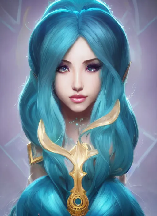 Prompt: elegant sona, from league of legends, with an harp, light blue hair, hyper detailed, digital art, trending in artstation, cinematic lighting, studio quality, smooth render, unreal engine 5 rendered, octane rendered, art style by klimt and nixeu and ian sprigger and wlop and krenz cushart