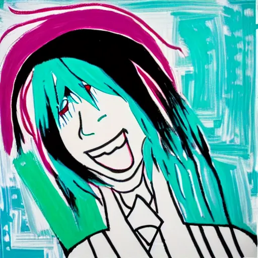 Image similar to Hatsune miku by Jean-Michel Basquiat