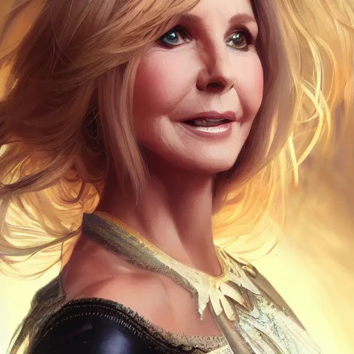 Prompt: Olivia newton-John, intricate, highly detailed, digital painting, artstation, concept art, smooth, sharp focus, illustration, Unreal Engine 5, 8K, art by artgerm and greg rutkowski and alphonse mucha