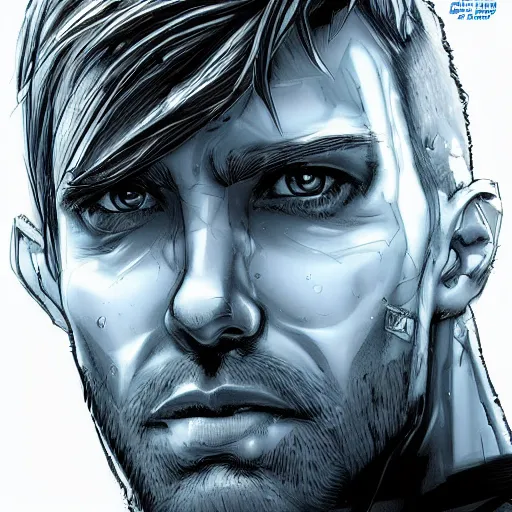 Image similar to man portrait made out of ice, beautiful, cyborg, comic book art, highly detailed