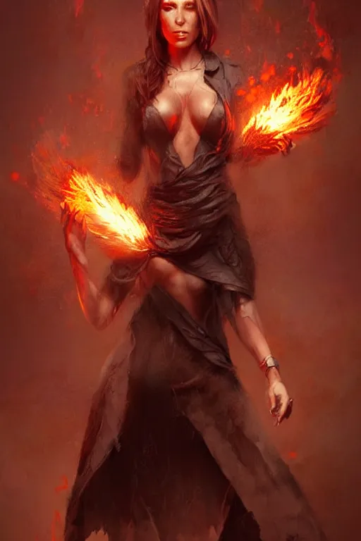 Prompt: character art by bastien lecouffe - deharme, radio host alex jones, on fire, fire powers