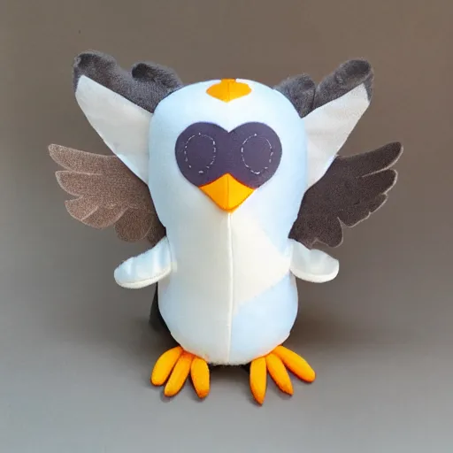 Image similar to a cute gryphon seagull plush doll