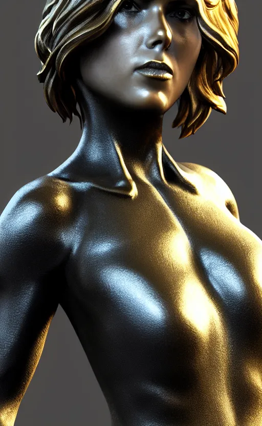 Prompt: black widow, bronze statue and silver, unreal engine, high detailed, holographic