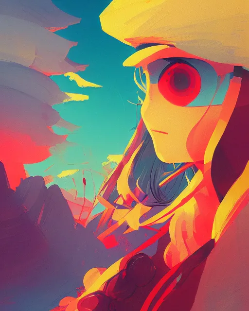 Image similar to girl with beret, colored manga panel, drawn by Anton Fadeev